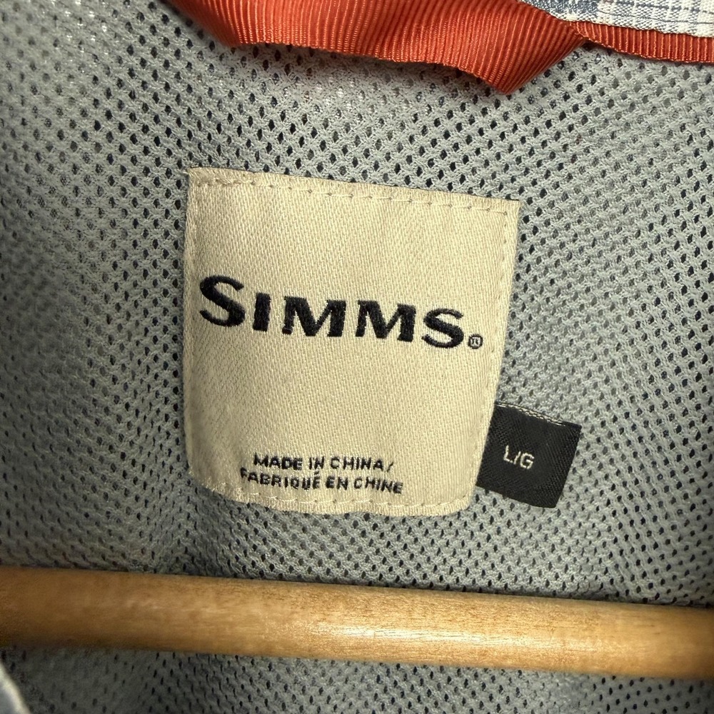 Simms Shirt Mens Large Blue Plaid Vented Fishing Snap Button Front Mesh L/S - Picture 9 of 16